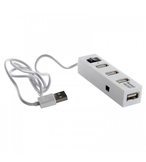 QHMPL 4 Port USB Hub, USB 2.0 High Speed 480 MBPS, QHM6660, 100% Genuine, White Color